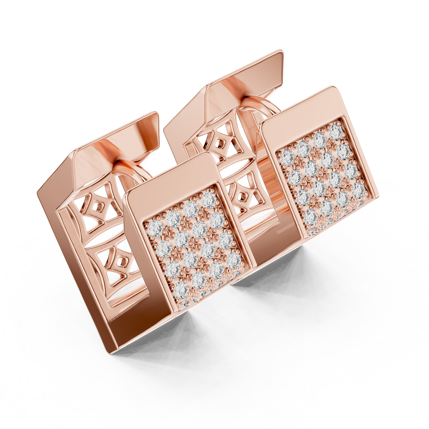 Hexagon Lab Grown Diamond Huggie Hoops in Rose Gold