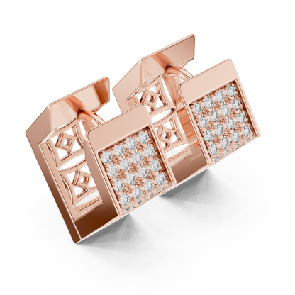 Hexagon Lab Grown Diamond Huggie Hoops in Rose Gold