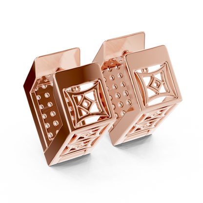 Hexagon Lab Grown Diamond Huggie Hoops in Rose Gold