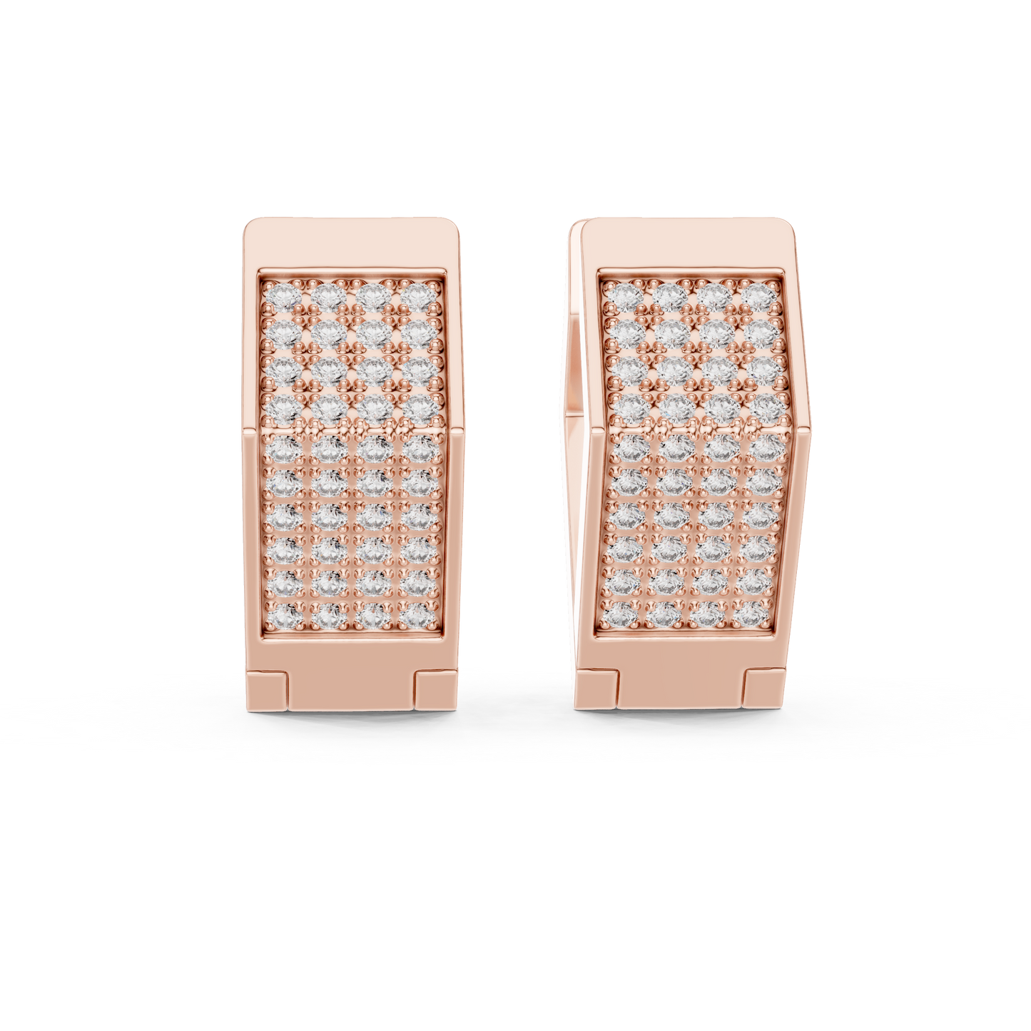 Hexagon Lab Grown Diamond Huggie Hoops in Rose Gold