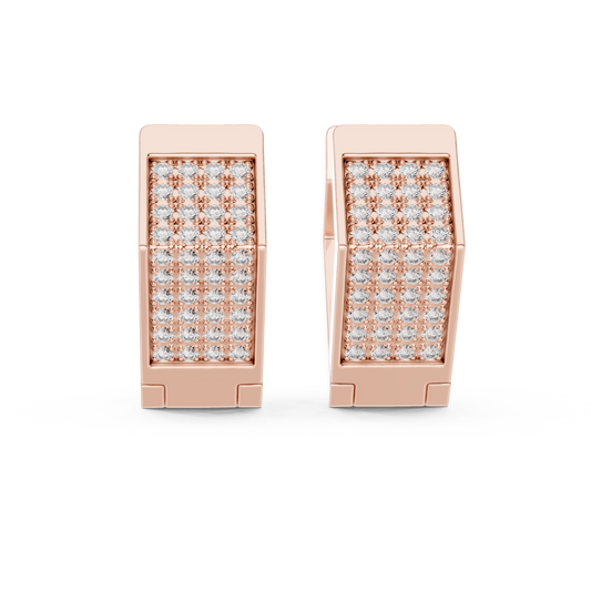 Hexagon Lab Grown Diamond Huggie Hoops in Rose Gold