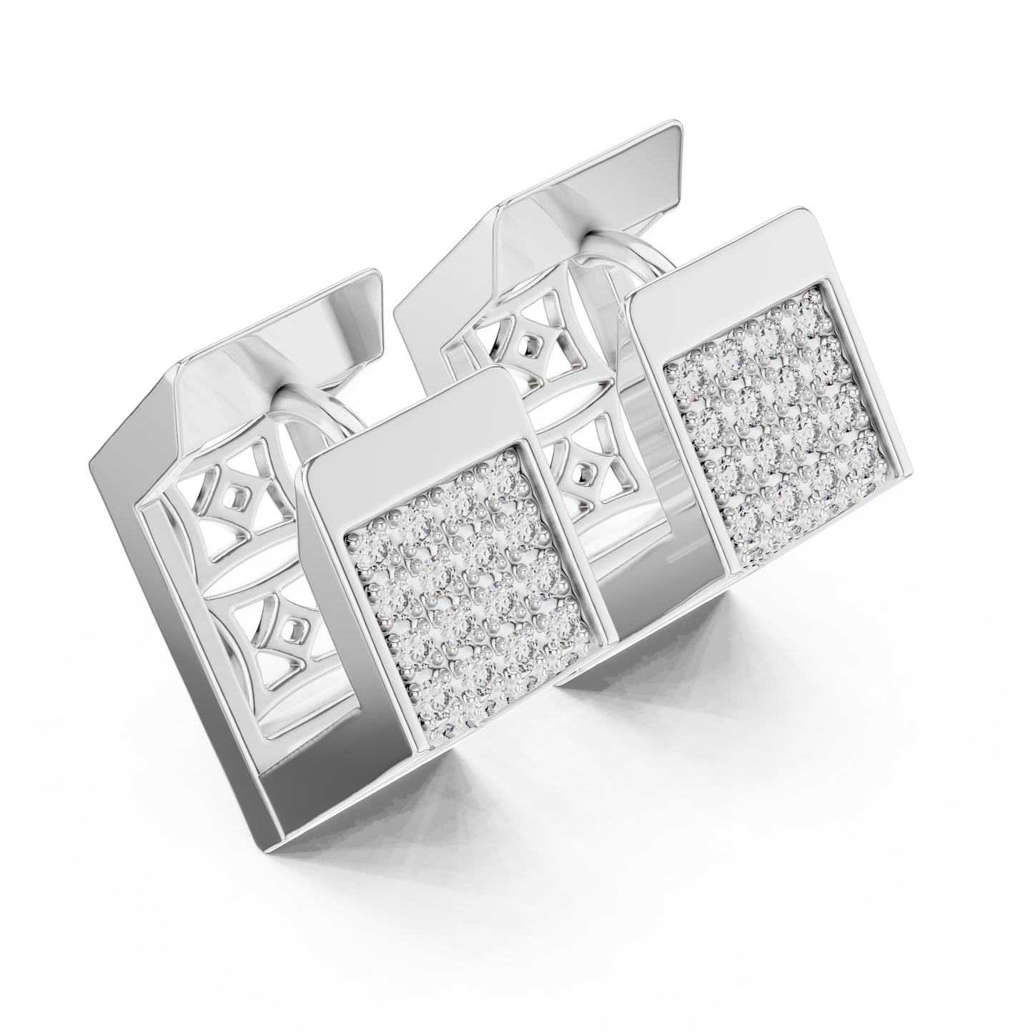 Hexagon Lab Grown Diamond Huggie Hoops in Rose Gold
