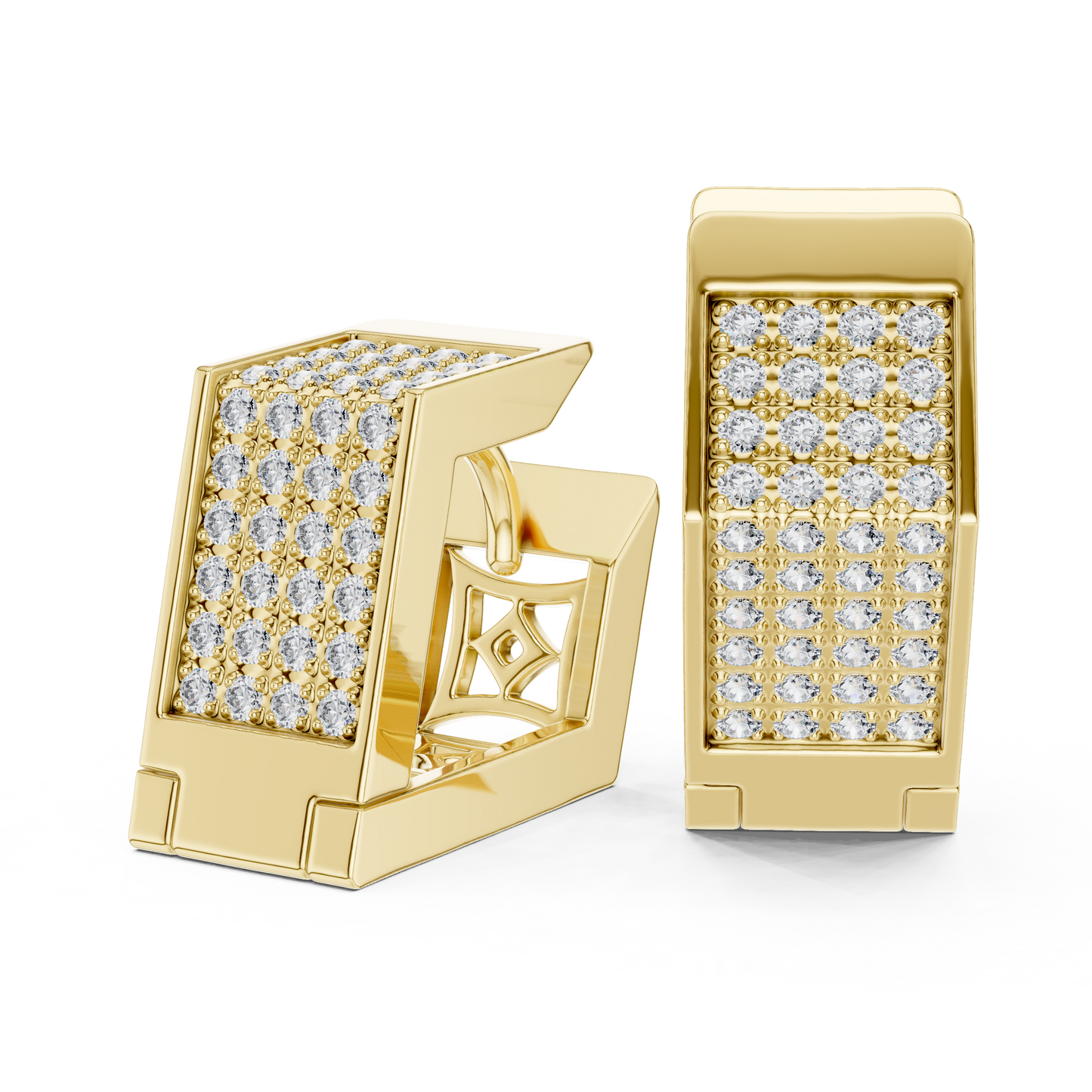 Hexagon Lab Grown Diamond Huggie Hoops in Rose Gold