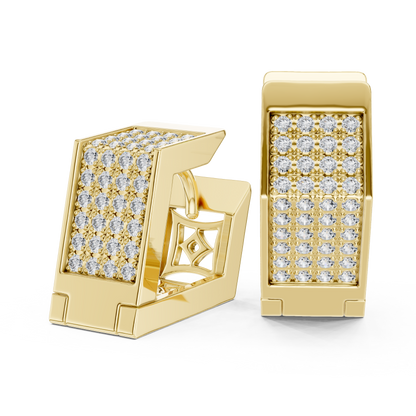 Hexagon Lab Grown Diamond Huggie Hoops in Rose Gold