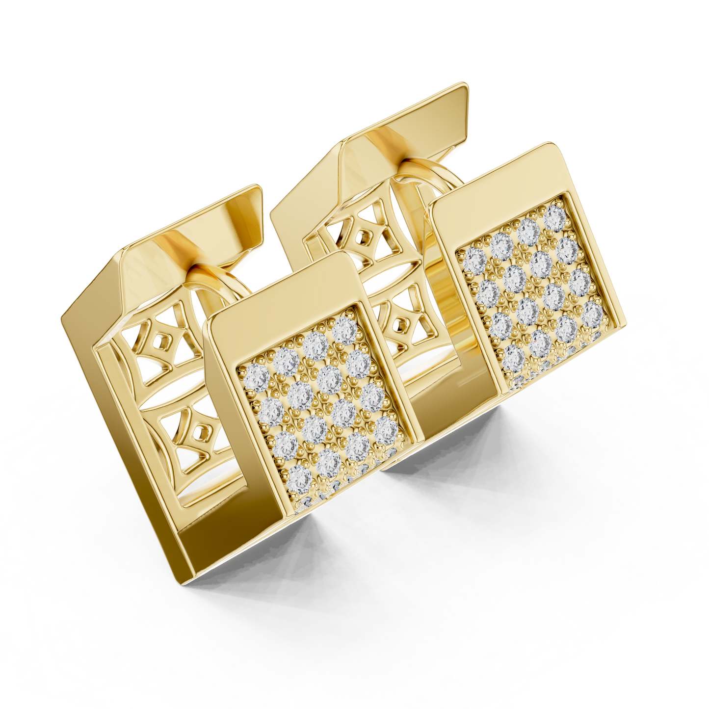 Hexagon Lab Grown Diamond Huggie Hoops in Rose Gold
