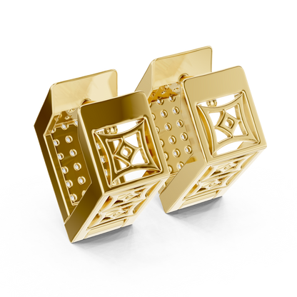 Hexagon Lab Grown Diamond Huggie Hoops in Rose Gold