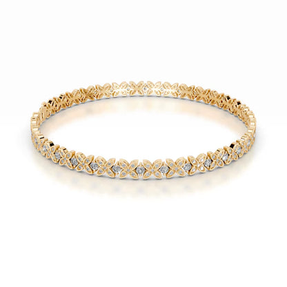 Round Cut Moissanite Clover Shape Silver Tennis Bracelet