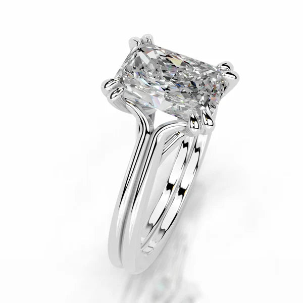 Radiant Cut Moissanite Silver Engagement Ring