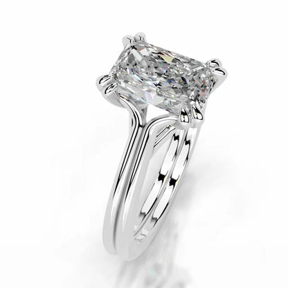 Radiant Cut Moissanite Silver Engagement Ring