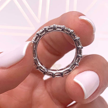 4.8 CTW Radiant Cut Moissanite Silver Half Eternity Set Wedding Band