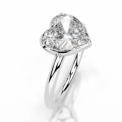 Heart Cut Moissanite Four Prong Set Solitaire Silver Engagement Ring