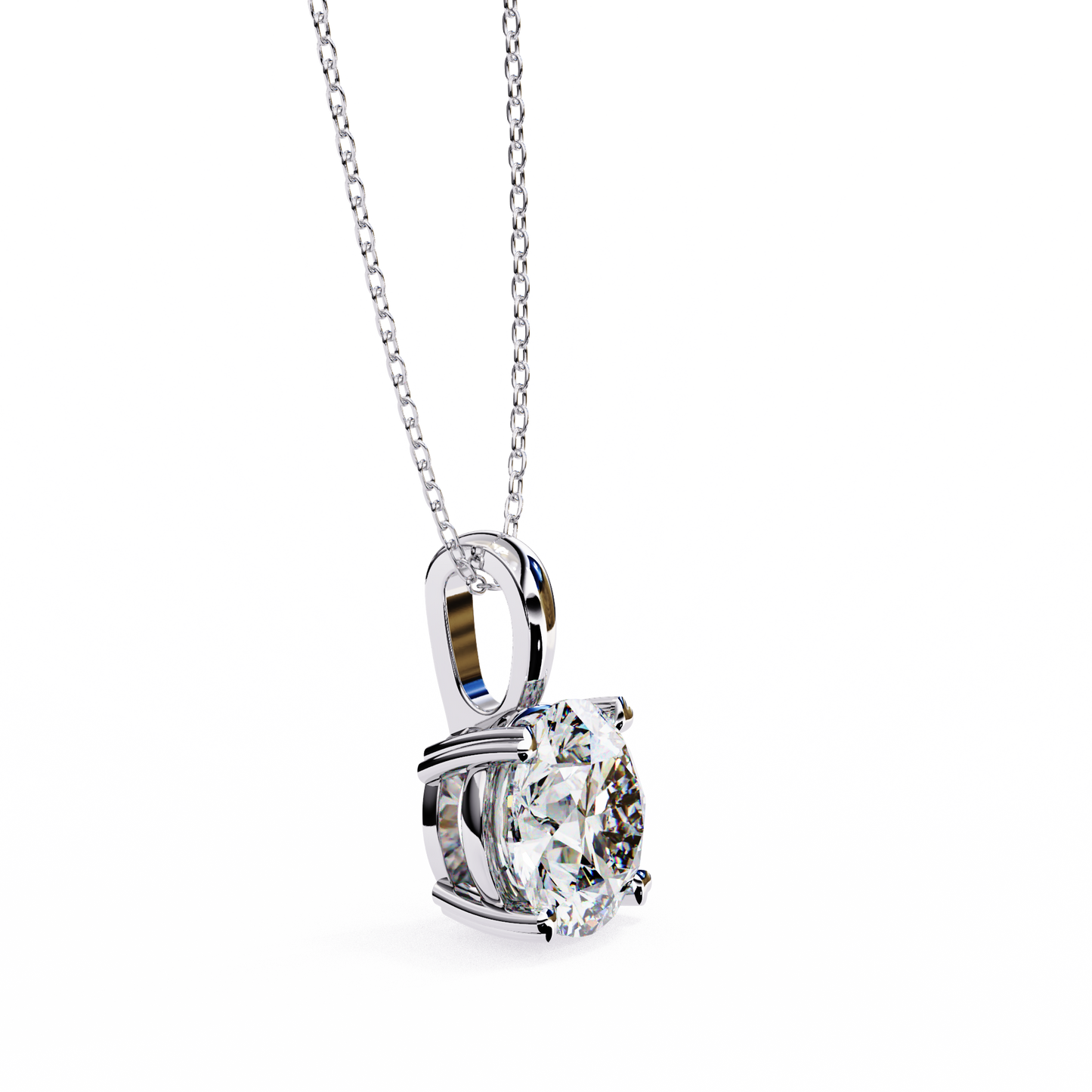 1.02 CT Round Cut Lab Grown Diamond Four Prong Pendant