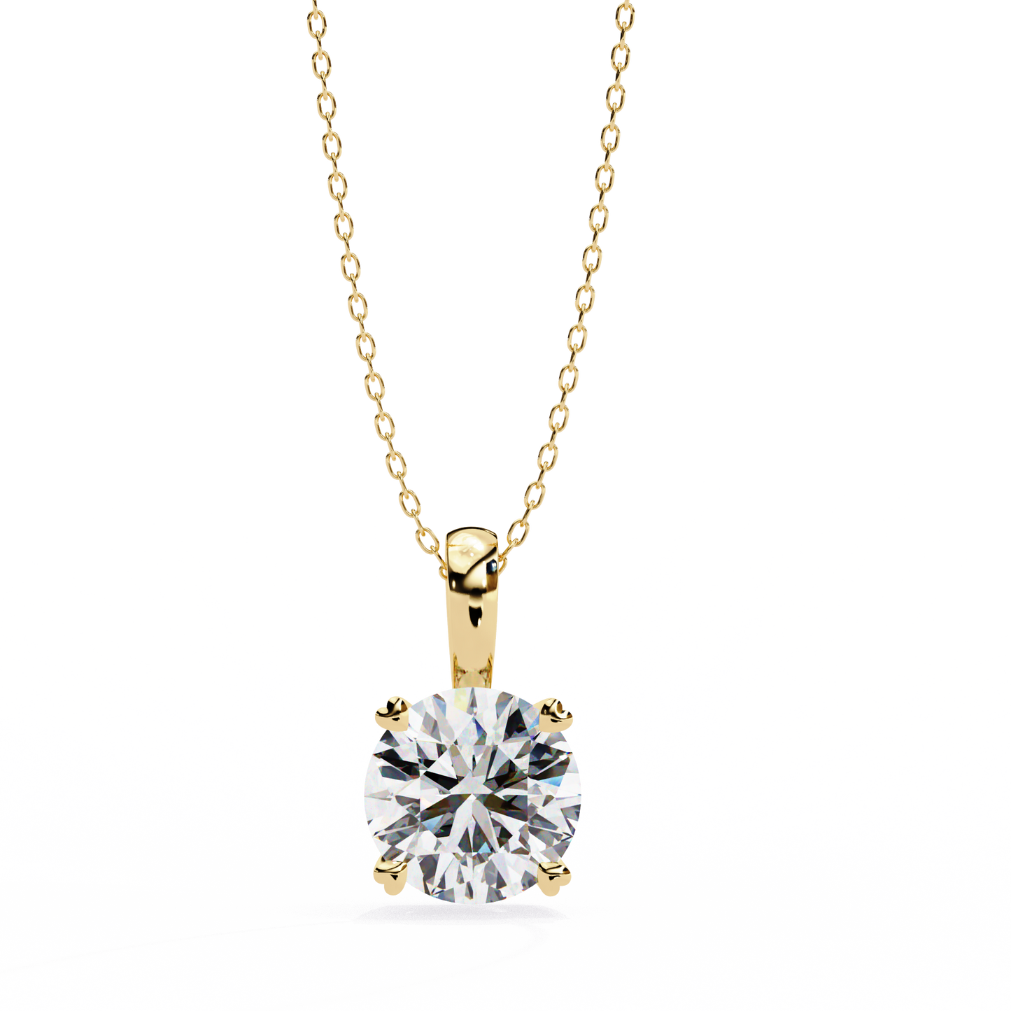 1.02 CT Round Cut Lab Grown Diamond Four Prong Pendant