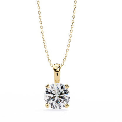 1.02 CT Round Cut Lab Grown Diamond Four Prong Pendant