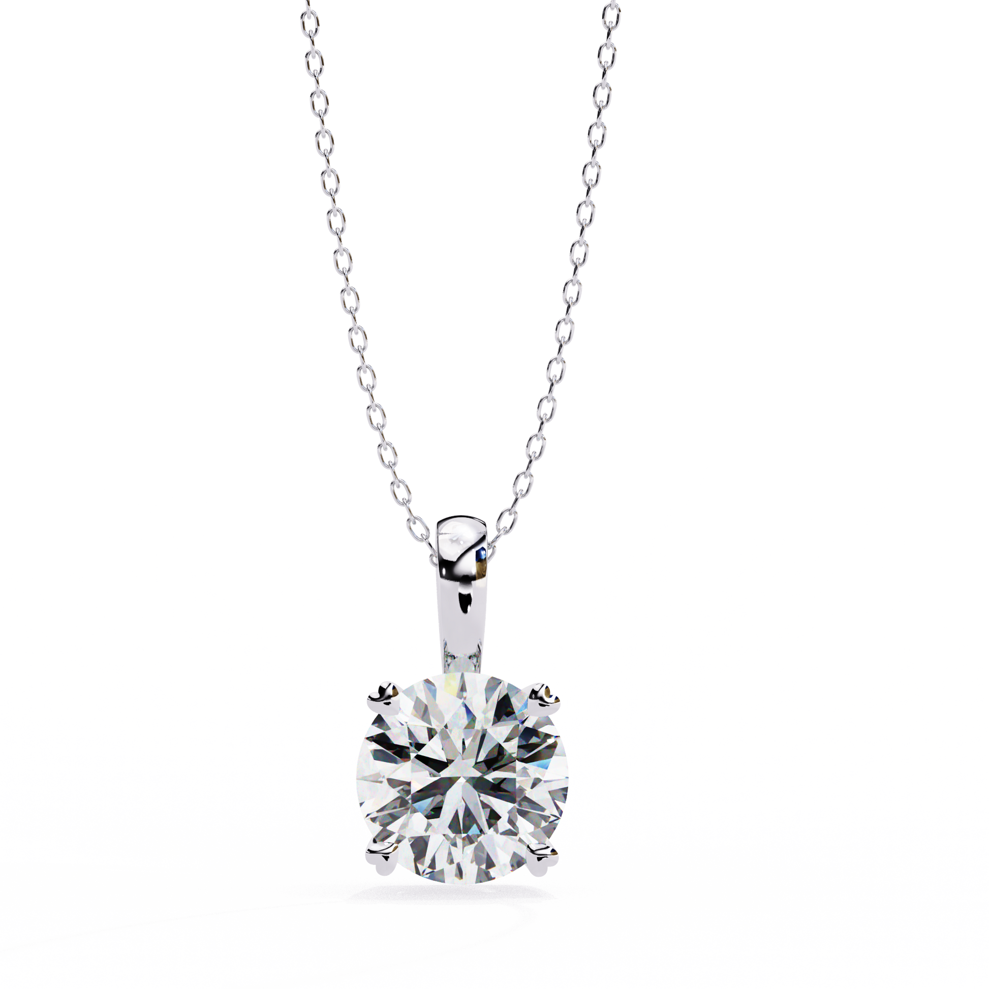 1.02 CT Round Cut Lab Grown Diamond Four Prong Pendant