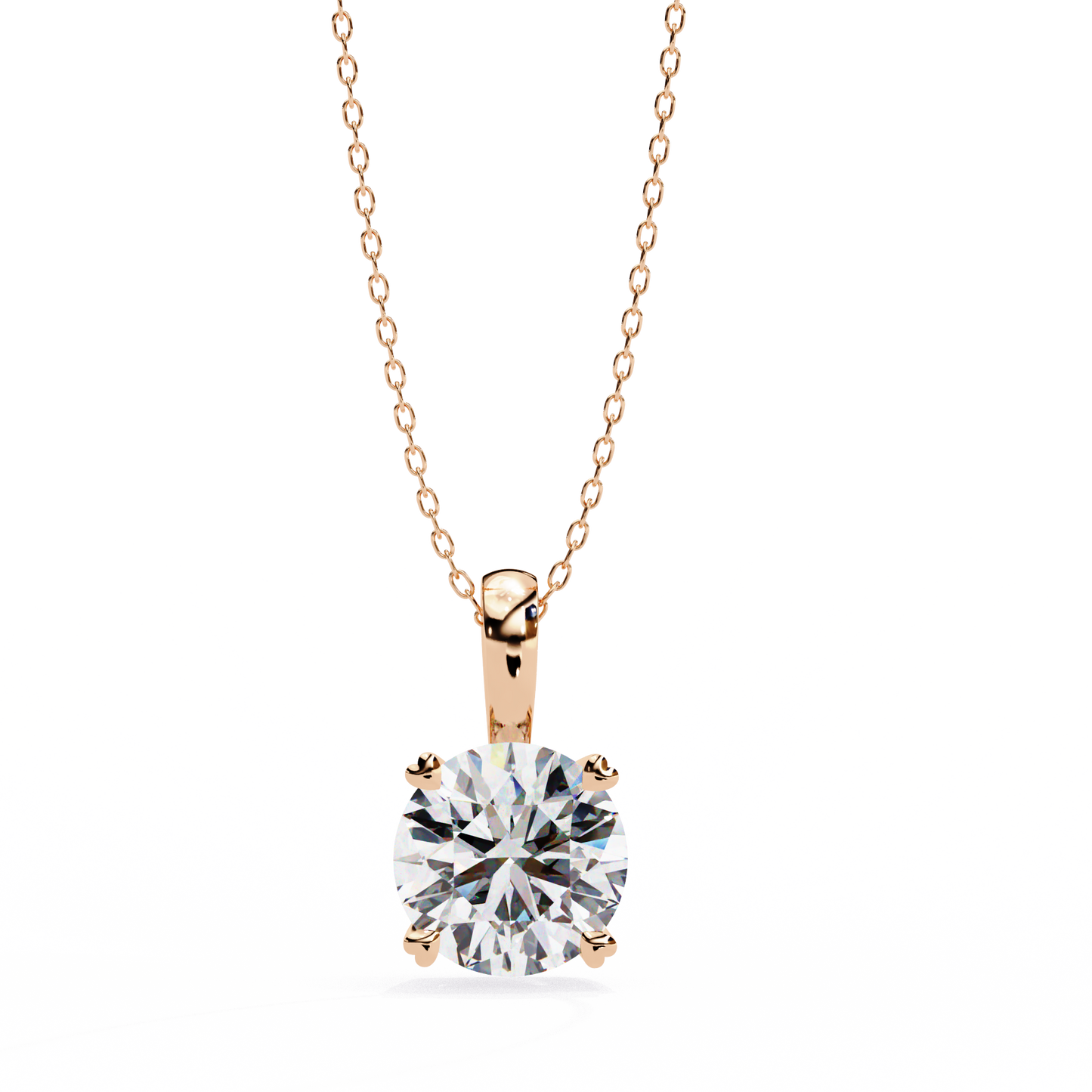 1.02 CT Round Cut Lab Grown Diamond Four Prong Pendant