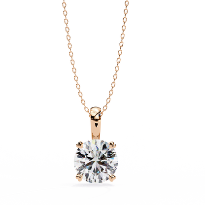 1.02 CT Round Cut Lab Grown Diamond Four Prong Pendant