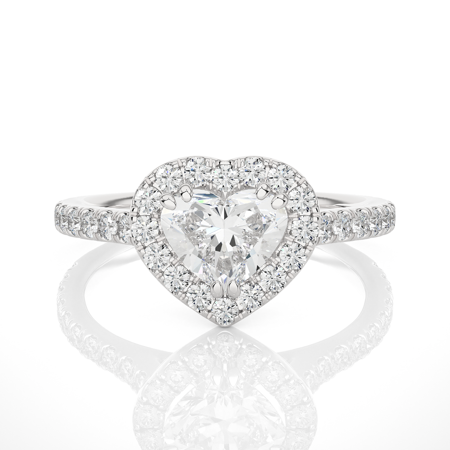 1.32 Ct Heart Cut F-VS2 Lab Grown Diamond Cathedral Engagement Ring