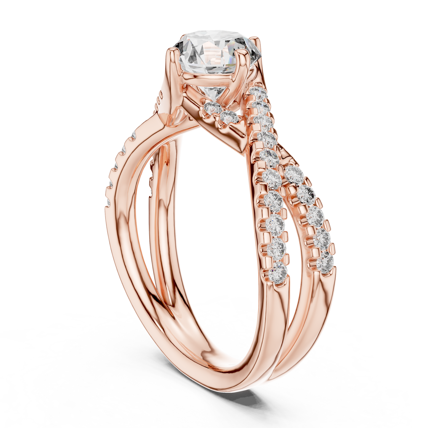Round Lab Grown Diamond Infinity Split Shank Engagement Ring