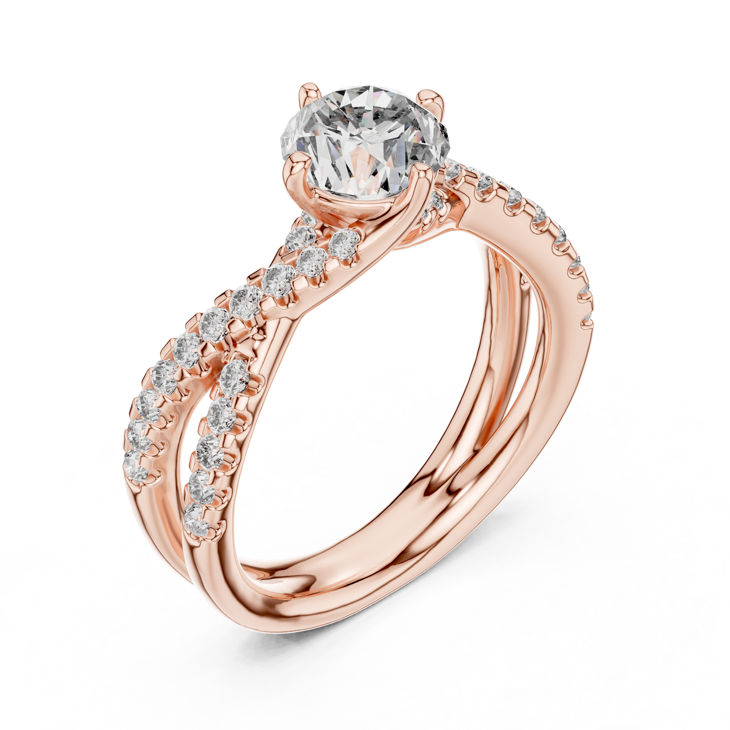 Round Lab Grown Diamond Infinity Split Shank Engagement Ring
