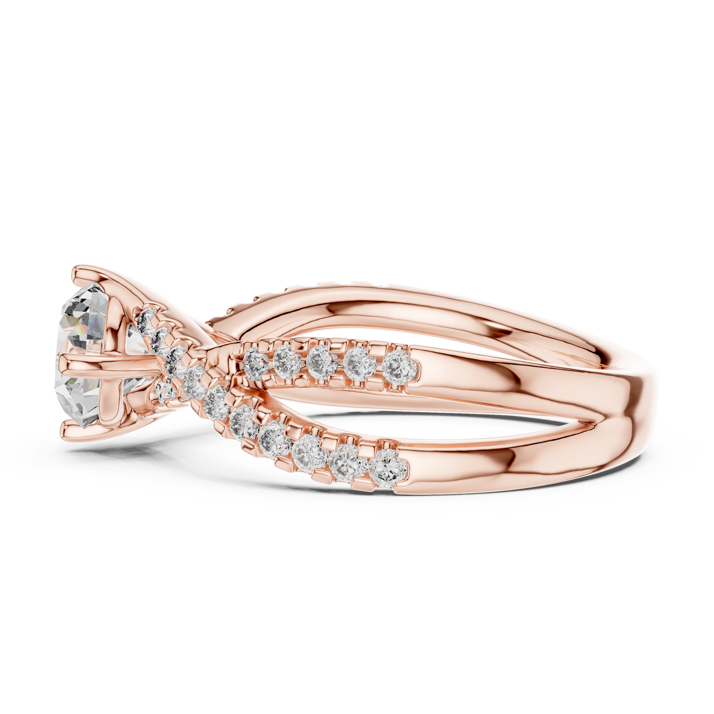 Round Lab Grown Diamond Infinity Split Shank Engagement Ring