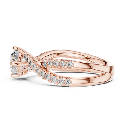 Round Lab Grown Diamond Infinity Split Shank Engagement Ring