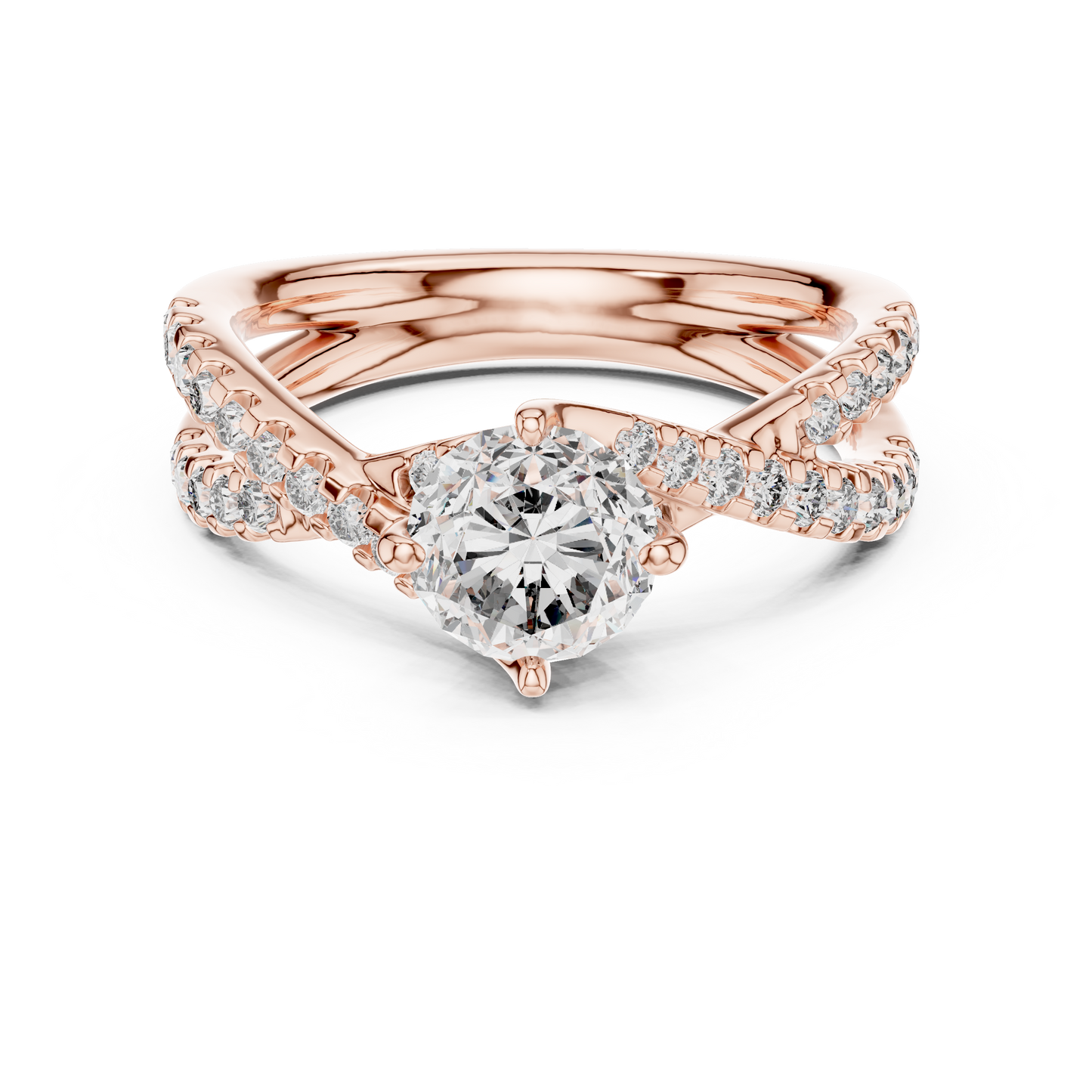 Round Lab Grown Diamond Infinity Split Shank Engagement Ring