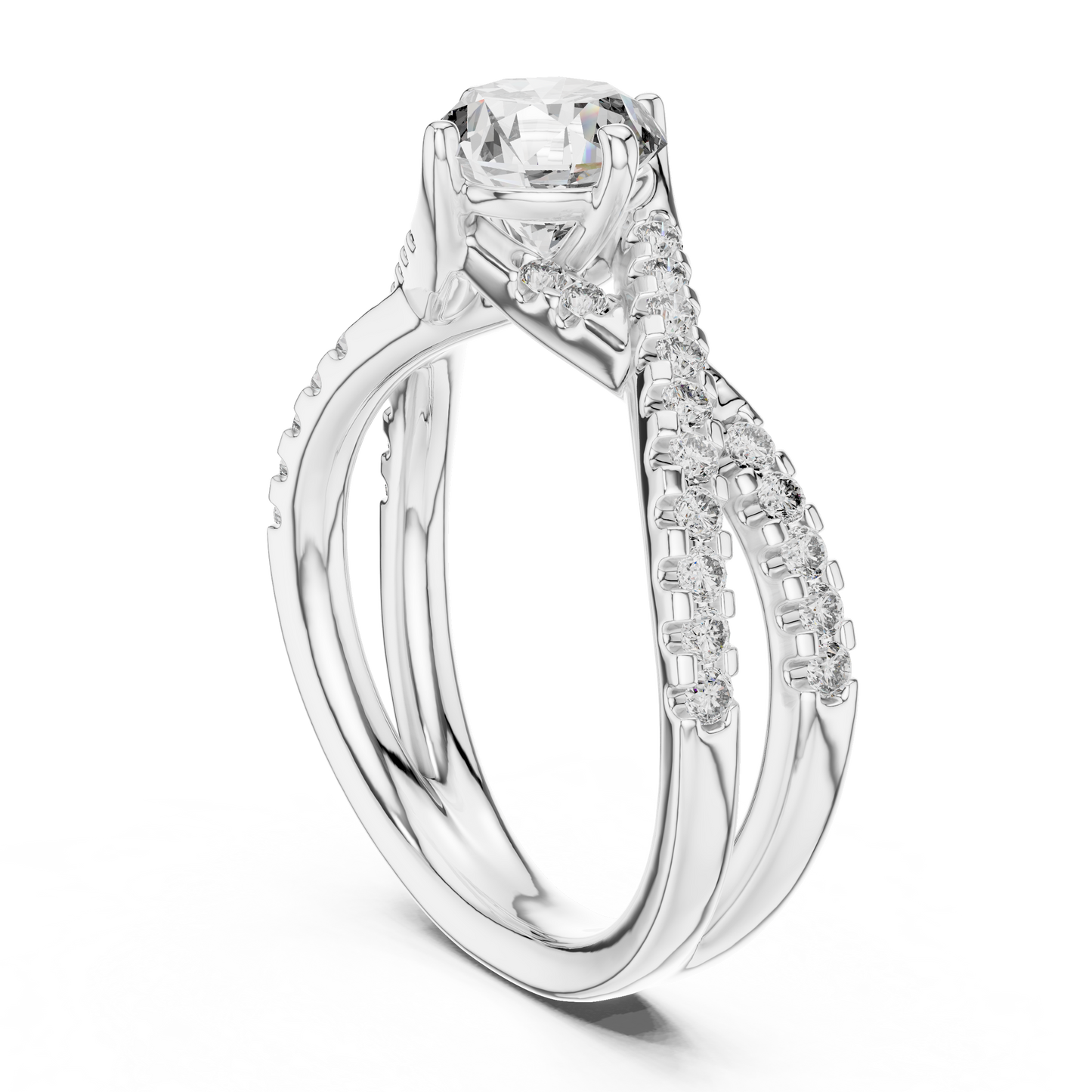 Round Lab Grown Diamond Infinity Split Shank Engagement Ring