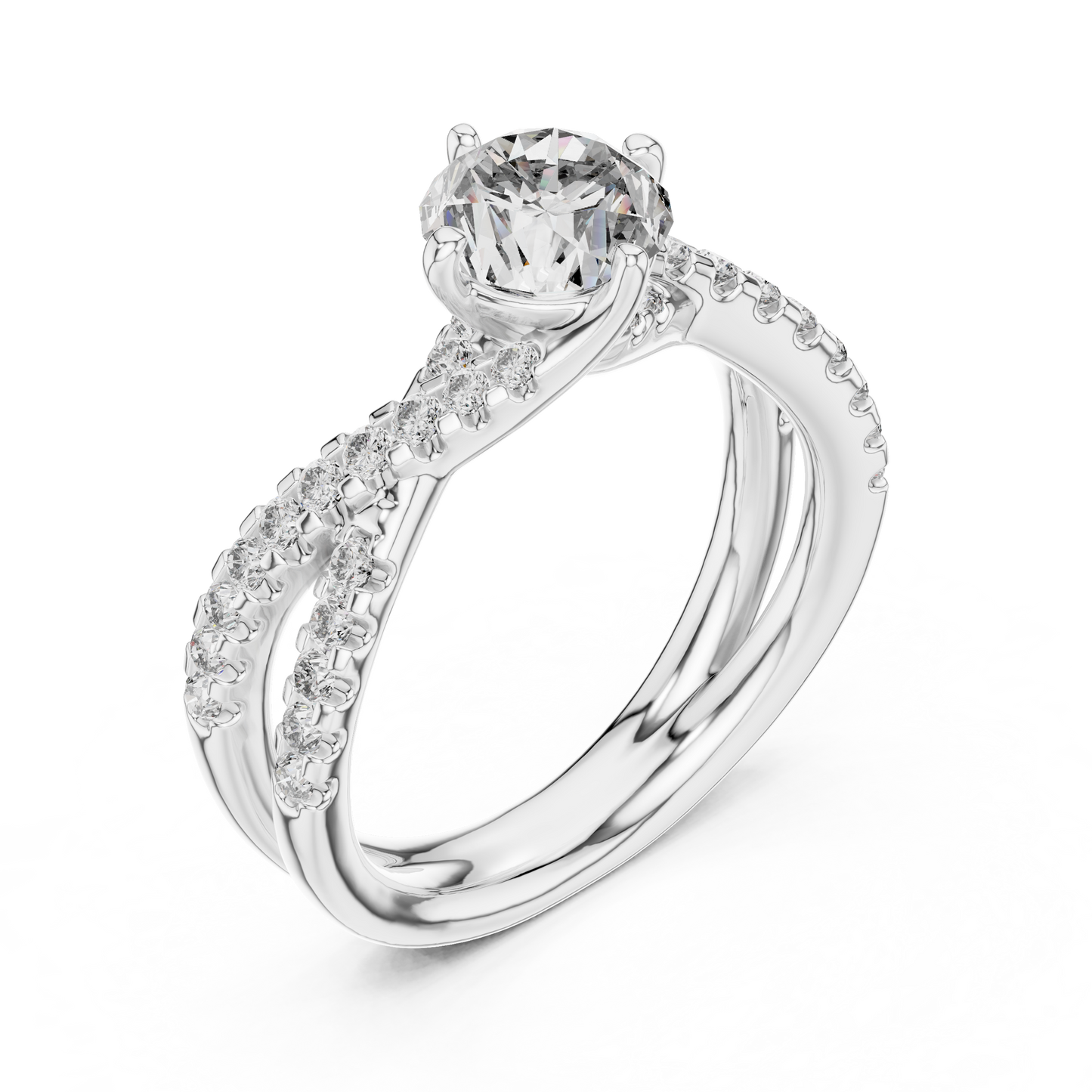 Round Lab Grown Diamond Infinity Split Shank Engagement Ring