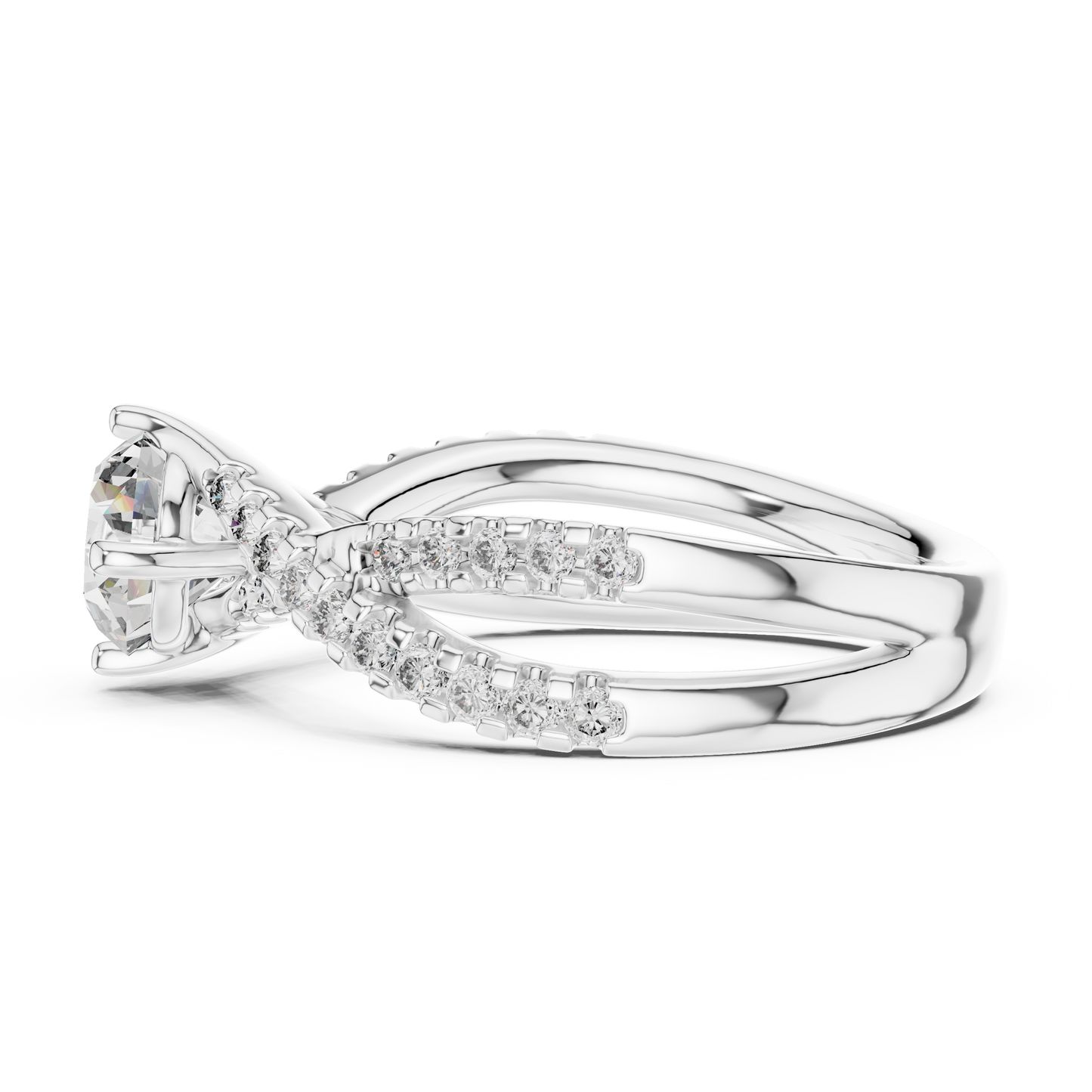 Round Lab Grown Diamond Infinity Split Shank Engagement Ring
