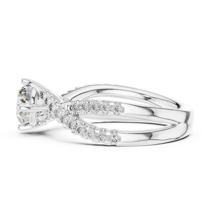 Round Lab Grown Diamond Infinity Split Shank Engagement Ring
