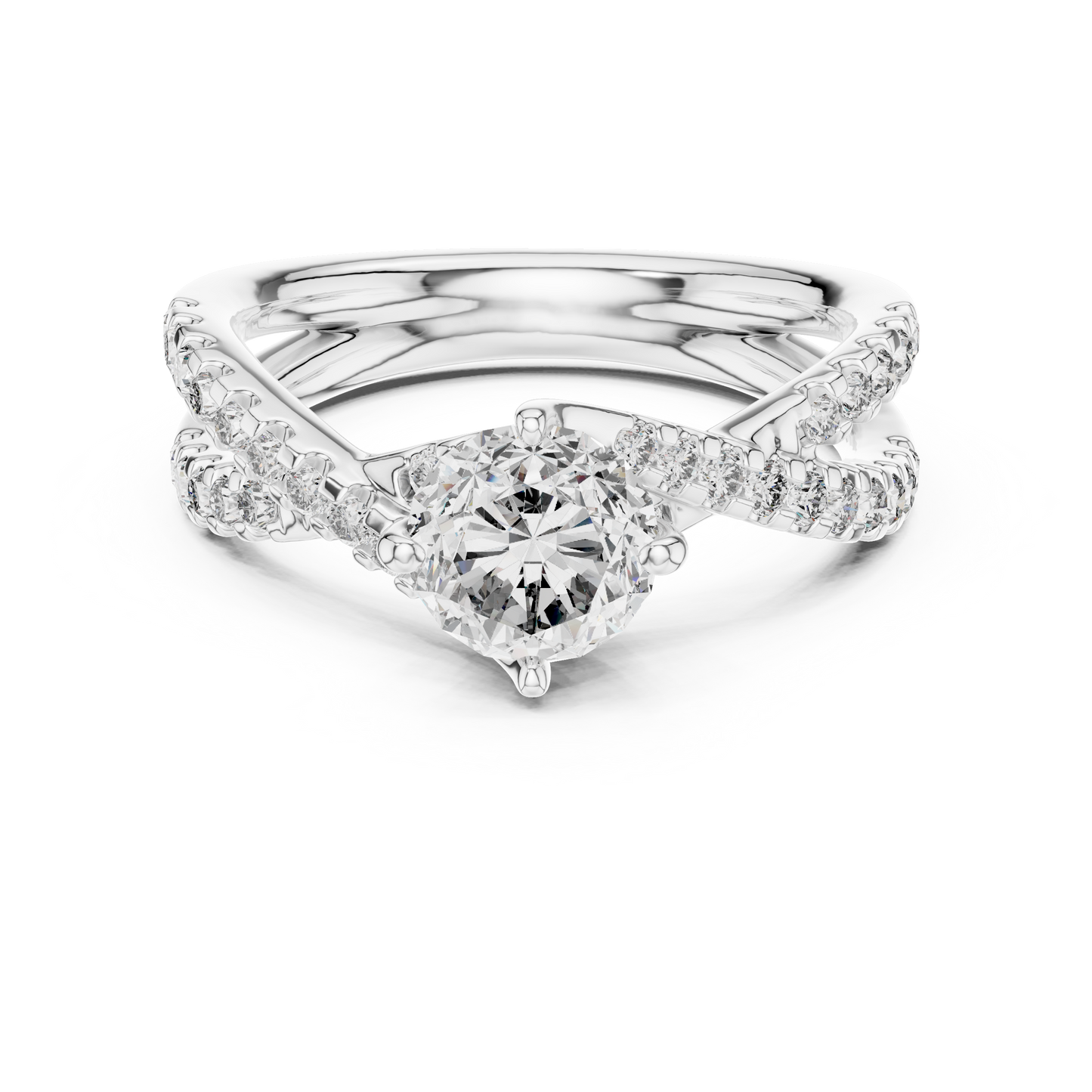 Round Lab Grown Diamond Infinity Split Shank Engagement Ring