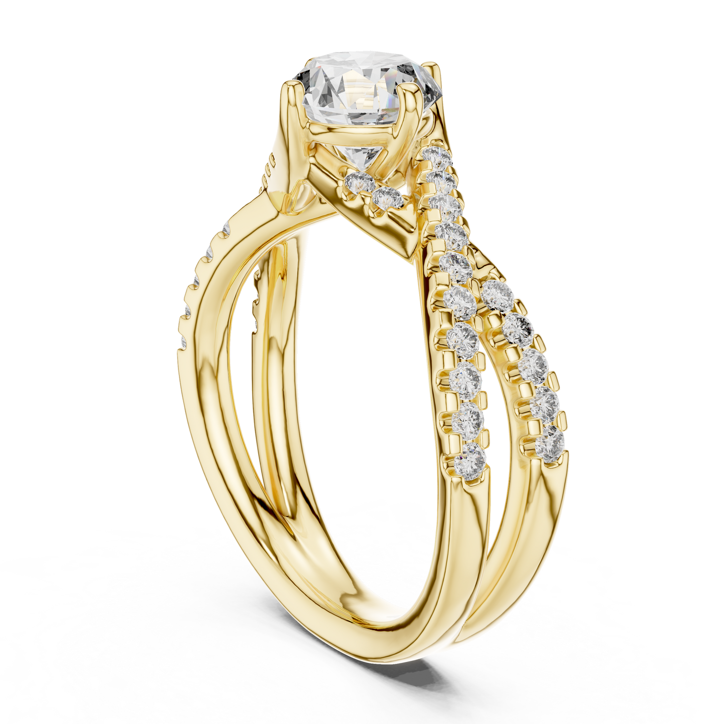 Round Lab Grown Diamond Infinity Split Shank Engagement Ring