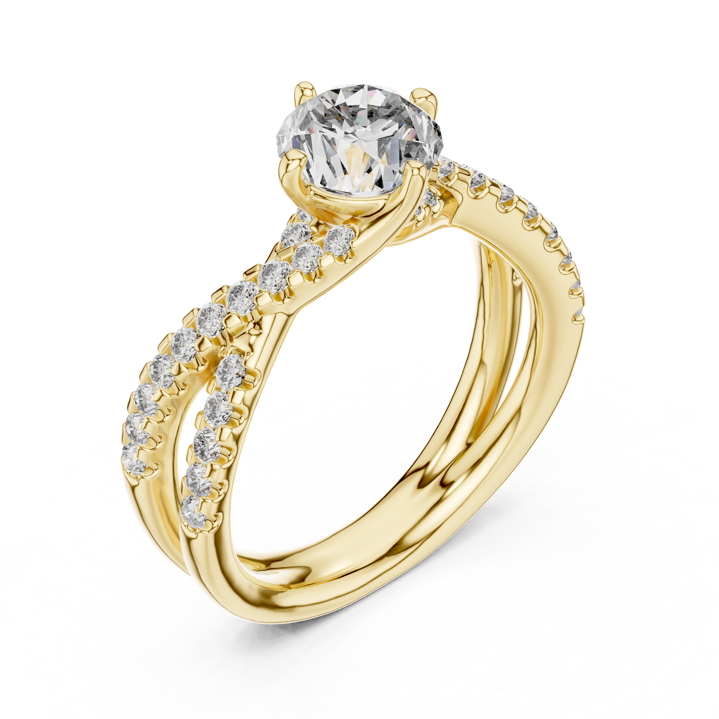 Round Lab Grown Diamond Infinity Split Shank Engagement Ring