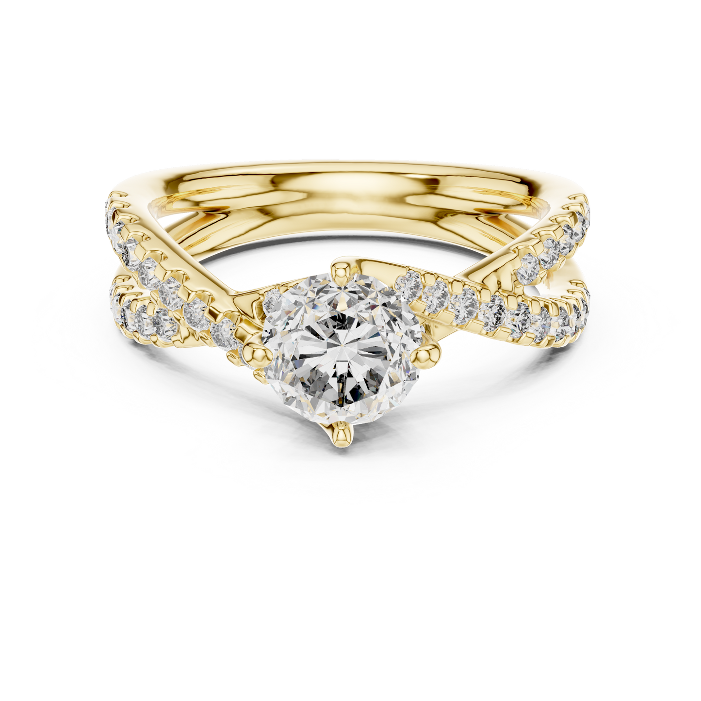 Round Lab Grown Diamond Infinity Split Shank Engagement Ring