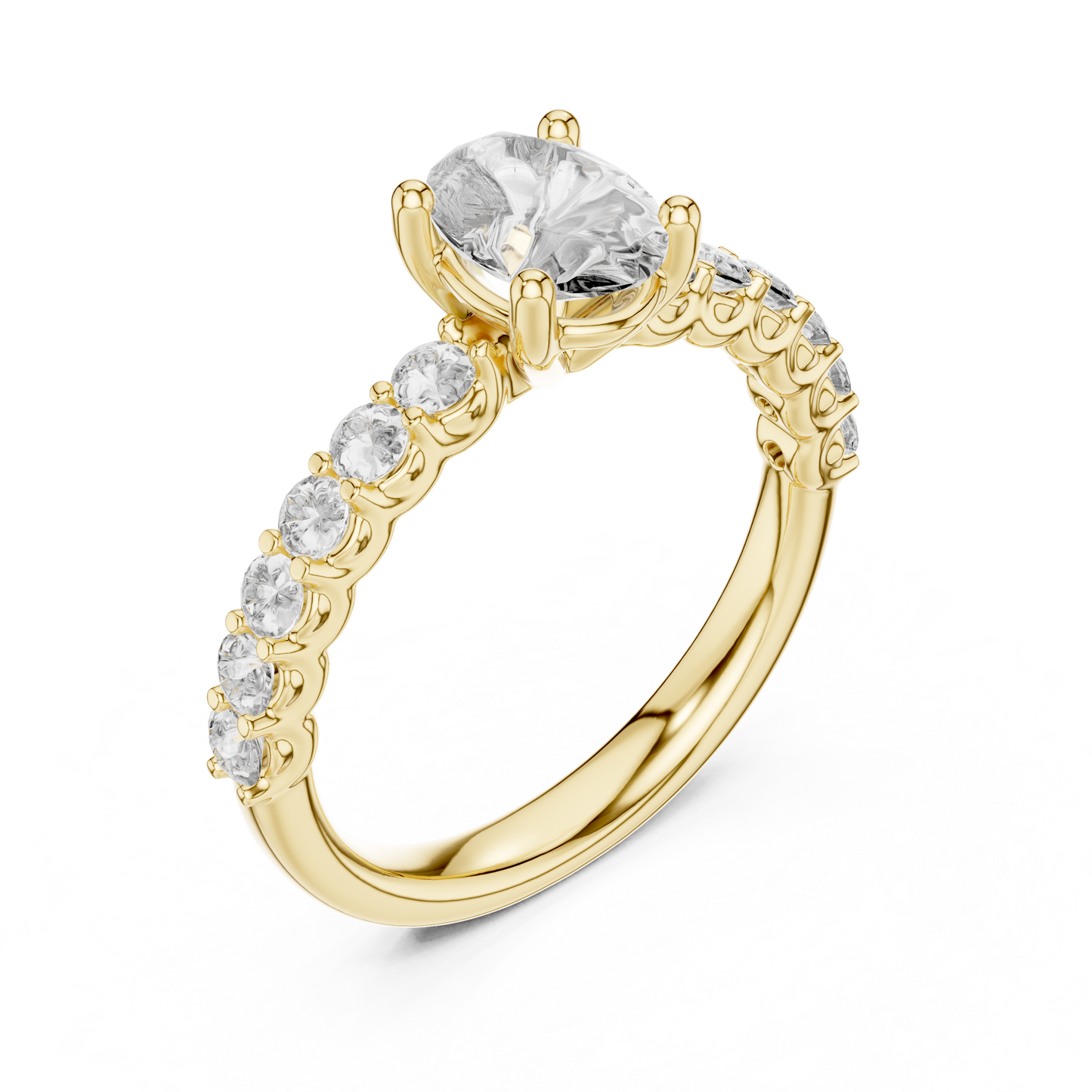 Oval Lab Grown Diamond Engagement Ring in 14K Yellow Gold