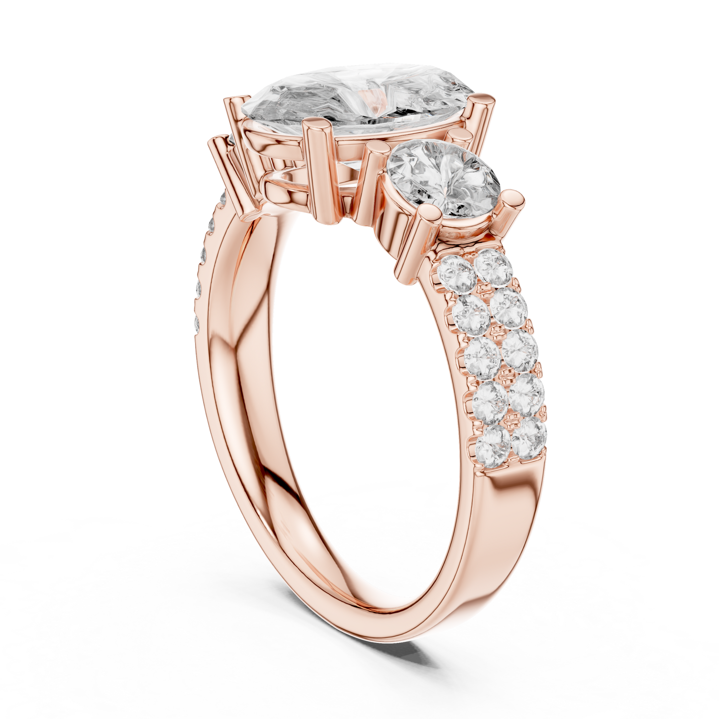 Oval Three Stone Lab Grown Diamond Ring in 14K White Gold