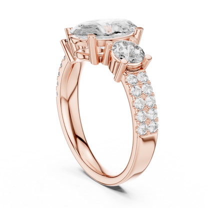 Oval Three Stone Lab Grown Diamond Ring in 14K White Gold