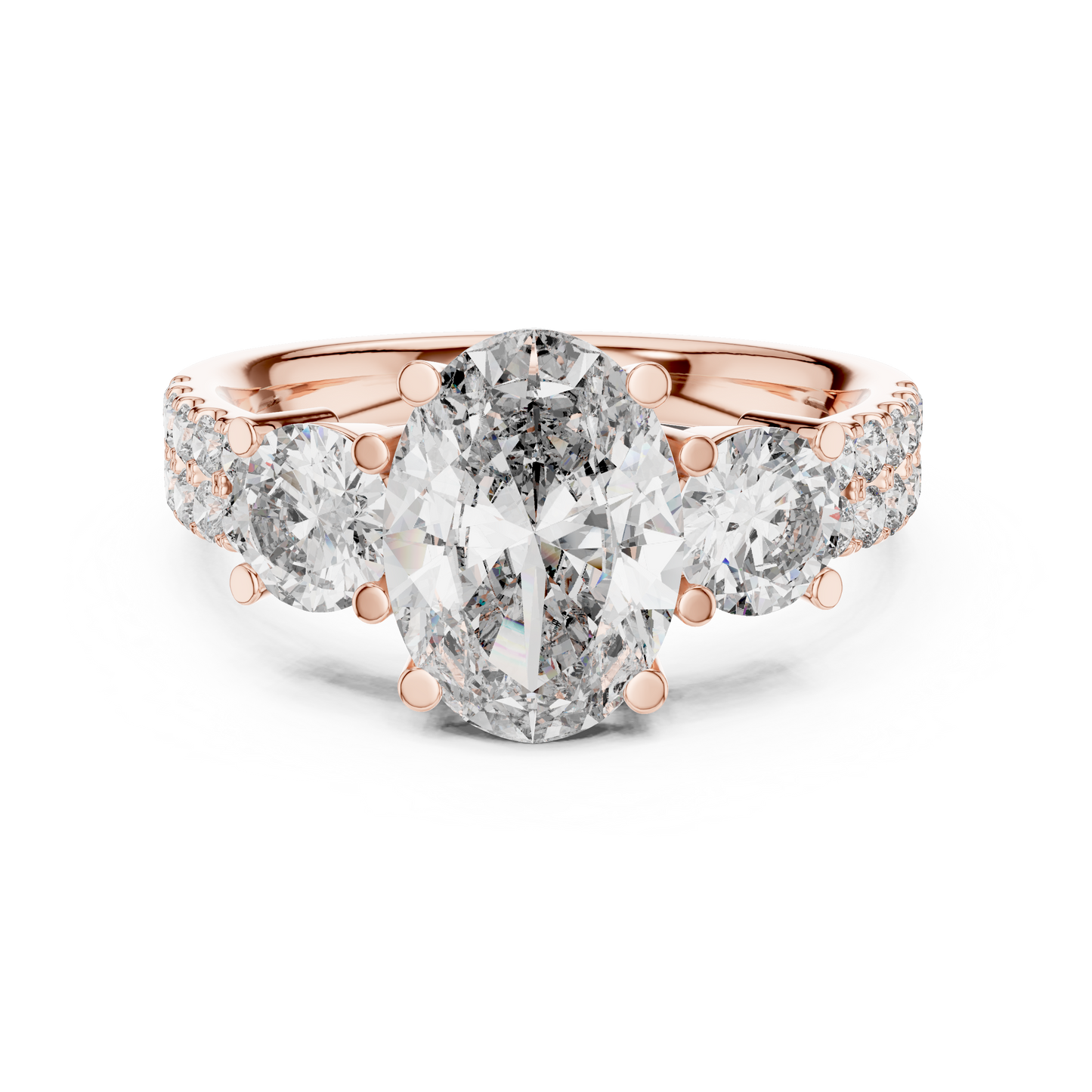 Oval Three Stone Lab Grown Diamond Ring in 14K White Gold