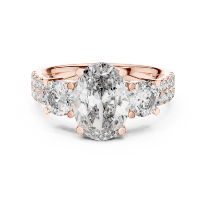 Oval Three Stone Lab Grown Diamond Ring in 14K White Gold