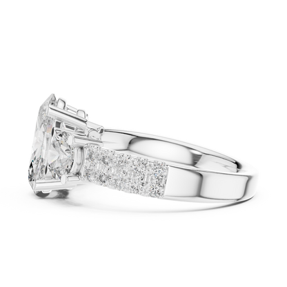 Oval Three Stone Lab Grown Diamond Ring in 14K White Gold