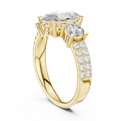 Oval Three Stone Lab Grown Diamond Ring in 14K White Gold
