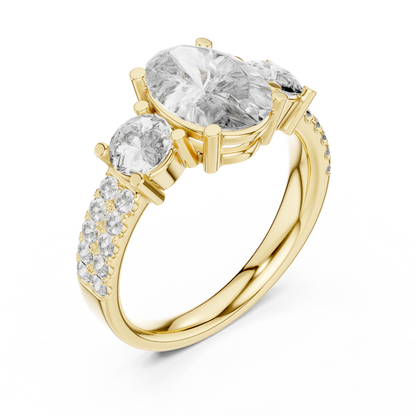 Oval Three Stone Lab Grown Diamond Ring in 14K White Gold