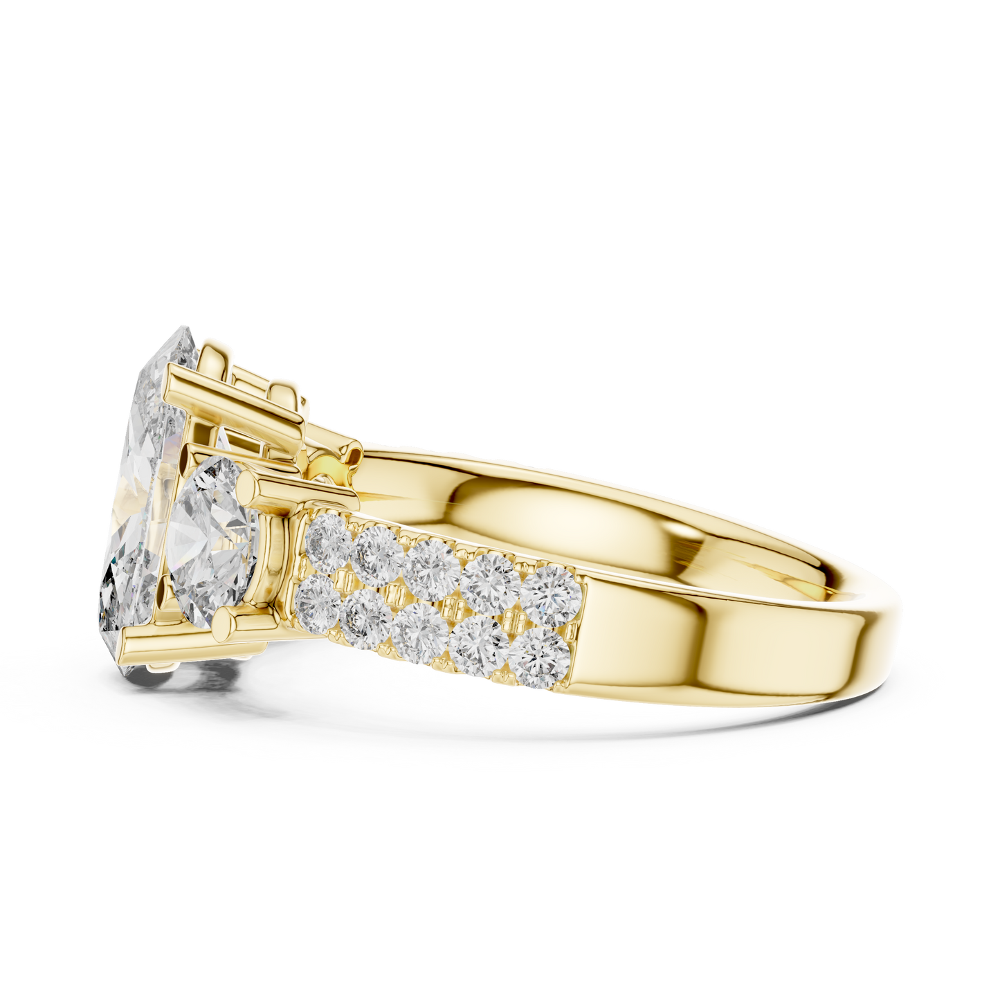 Oval Three Stone Lab Grown Diamond Ring in 14K White Gold