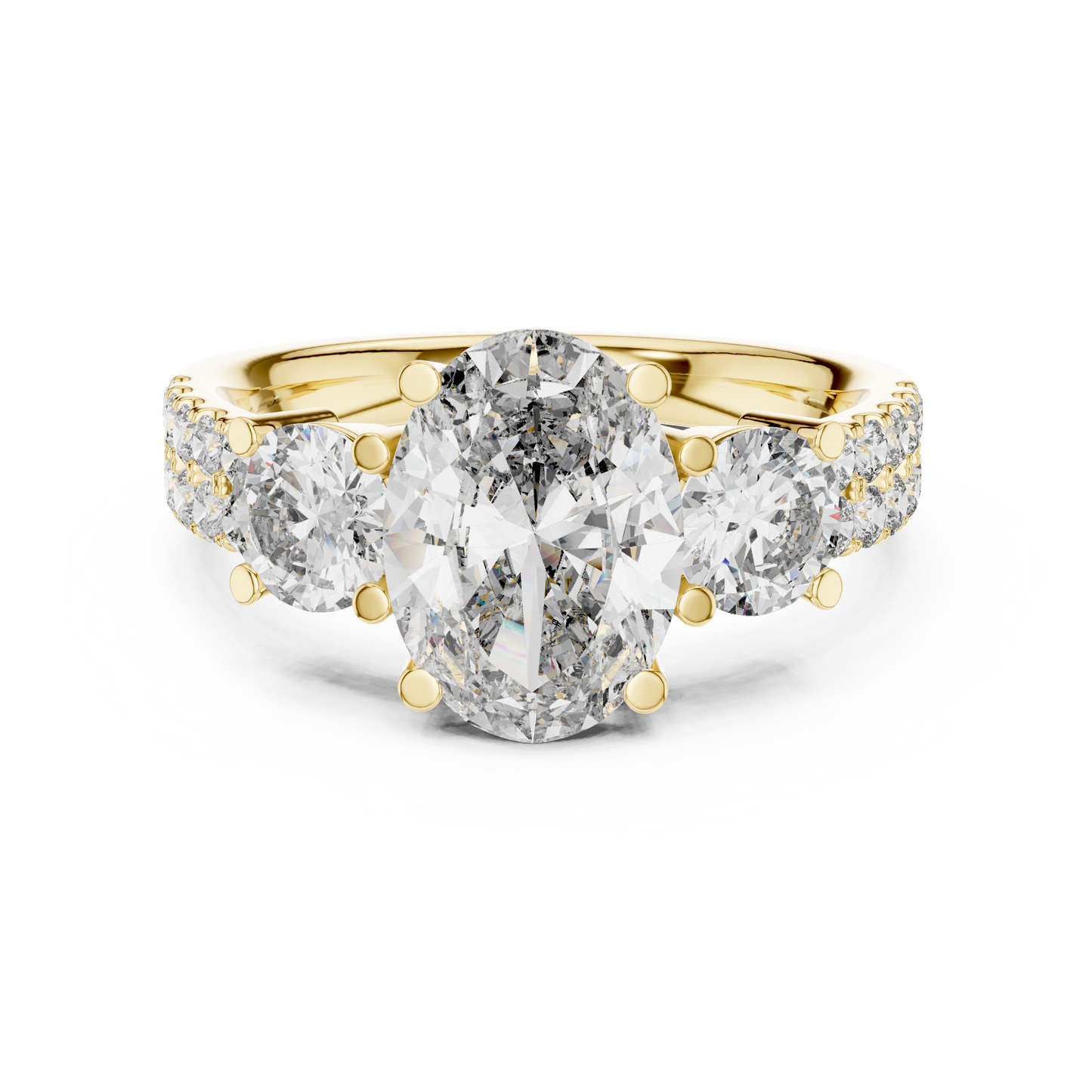 Oval Three Stone Lab Grown Diamond Ring in 14K White Gold