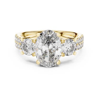 Oval Three Stone Lab Grown Diamond Ring in 14K White Gold