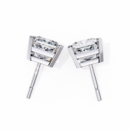 1.52 Ct Princess Cut Lab Grown Diamond Yellow Gold Stud Earring