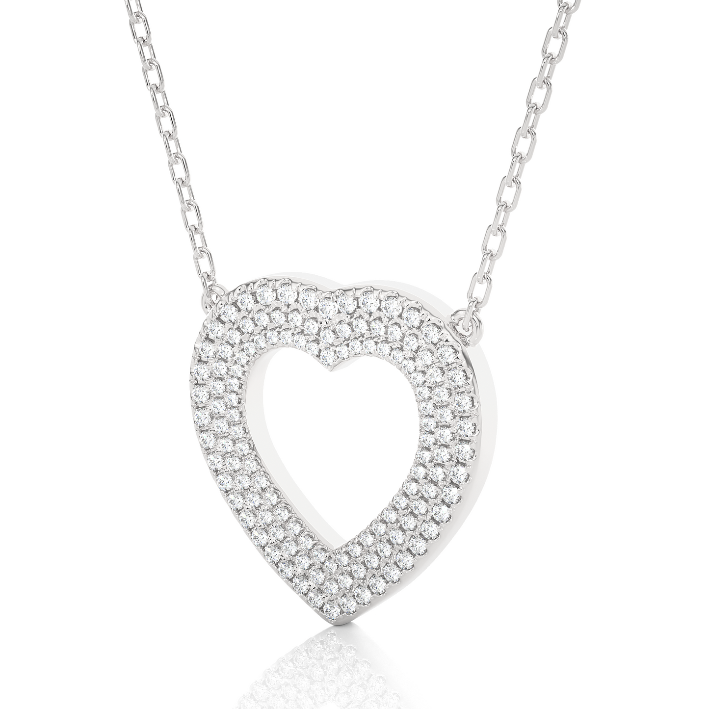 0.73 CTW Round Cut Lab Grown Diamond Heart Shape Micro-pave Pendant