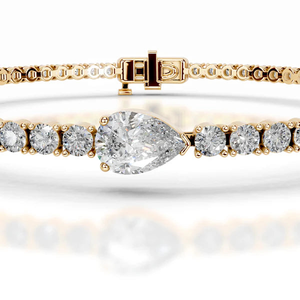 Pear Cut Moissanite Silver Tennis Bracelet