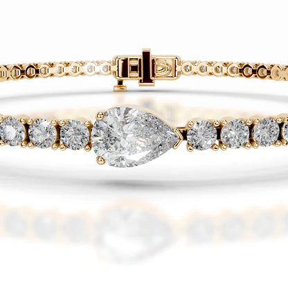 Pear Cut Moissanite Silver Tennis Bracelet